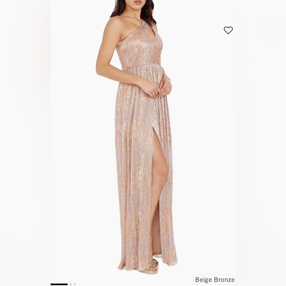 NWT $248 Dress The Population Kienna Metallic One-Shoulder Gown XS READ - Picture 2 of 13